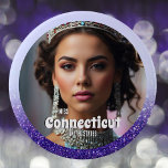 Bóton Redondo 15.24cm Pino do Botão de Paginação Personalizado Glitz de<br><div class="desc">Mostre seu espírito de paginação com nossos pinos de botão de paginação personalizados. Carregue sua foto e digite seu nome e texto para criar o botão máximo do ventilador ou use-o para proteger sua faixa durante os concursos e as aparências do promocional.</div>