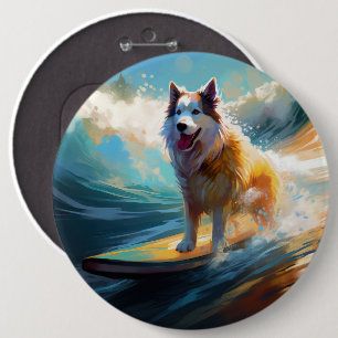 Bóton Redondo 15.24cm Pintura de Navegação em Praia no Alaska Malamute