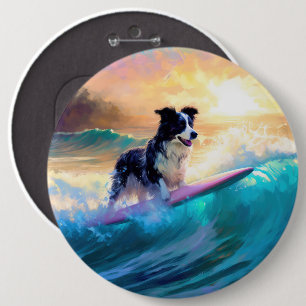 Bóton Redondo 15.24cm Pintura de Navegação na Praia de Border Collie