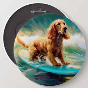 Bóton Redondo 15.24cm Pintura de surf em praia em Cocker Spaniel