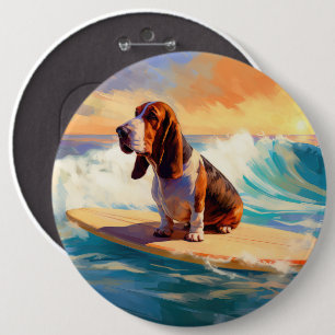 Bóton Redondo 15.24cm Pintura de Surf na Praia do Basset Hound
