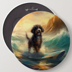 Bóton Redondo 15.24cm Pintura de Surf na Praia do Bernedoodle