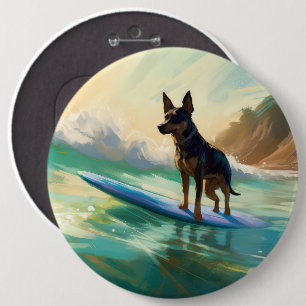 Bóton Redondo 15.24cm Pintura de Surf na Praia do Kelpie Australiano