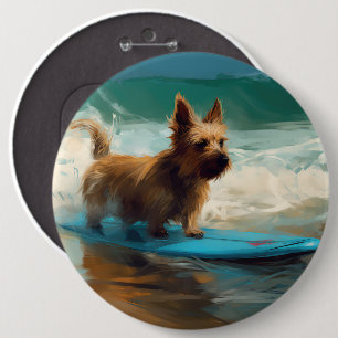 Bóton Redondo 15.24cm Pintura de surfe na praia australiana Terrier