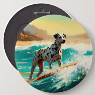 Bóton Redondo 15.24cm Pintura de surfe na praia Dalmation