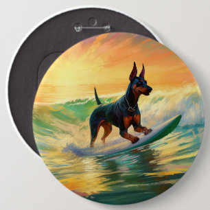 Bóton Redondo 15.24cm Pintura de surfe na praia do Doberman