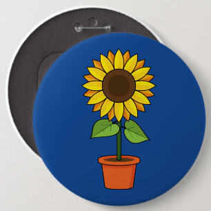 Bóton Redondo 15.24cm Planta de girassol em Pote