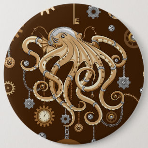 Bóton Redondo 15.24cm Polvo Steampunk Retro Fantasia Mecânica