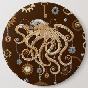 Bóton Redondo 15.24cm Polvo Steampunk Retro Fantasia Mecânica