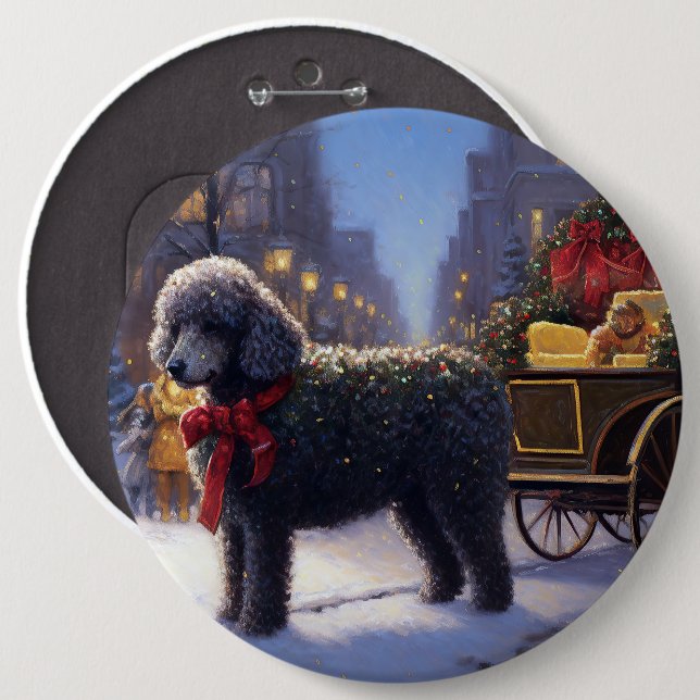 Bóton Redondo 15.24cm Poodle Christmas Fesason (Frente & Verso)
