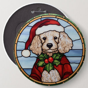 Bóton Redondo 15.24cm Poodle Vidro Pintado Natal