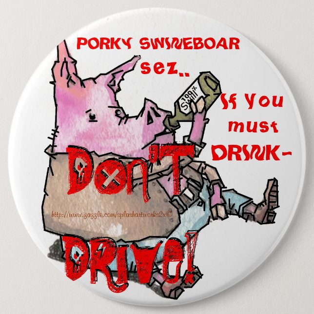 BÓTON REDONDO 15.24CM "PORKY SWINEBOAR" (Frente)