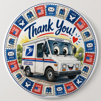 Bóton Redondo 15.24cm Postal Workers Appreciation 