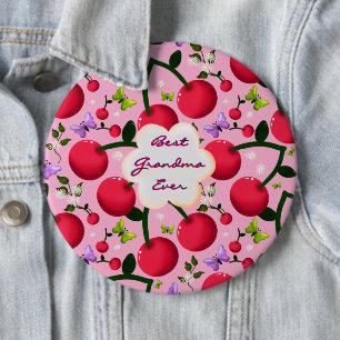 Bóton Redondo 15.24cm Presente com padrão de cerejeira floral rosa brilh