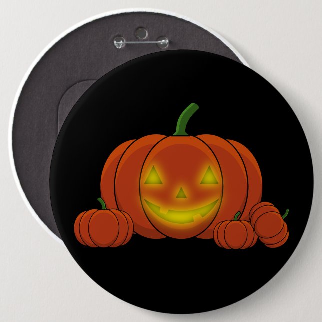 Bóton Redondo 15.24cm Pumpkin brilhante Jack-o'-Lanterna (Frente & Verso)