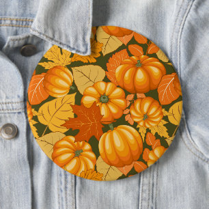 Bóton Redondo 15.24cm Pumpkins Patterno do Halloween em Fall Season