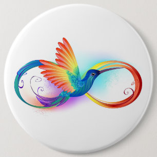 Bóton Redondo 15.24cm Rainbow Hummingbird with Infinity symbol