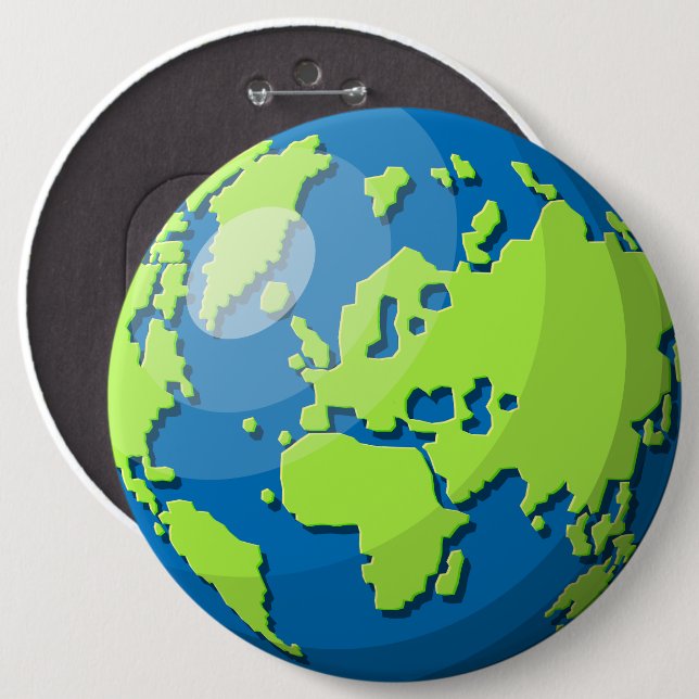 Bóton Redondo 15.24cm Realistic 3D Globe Design Earth Planet Art (Frente & Verso)