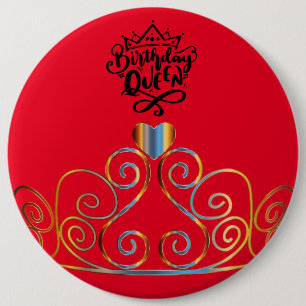 Bóton Redondo 15.24cm Red Birthday Queen Button