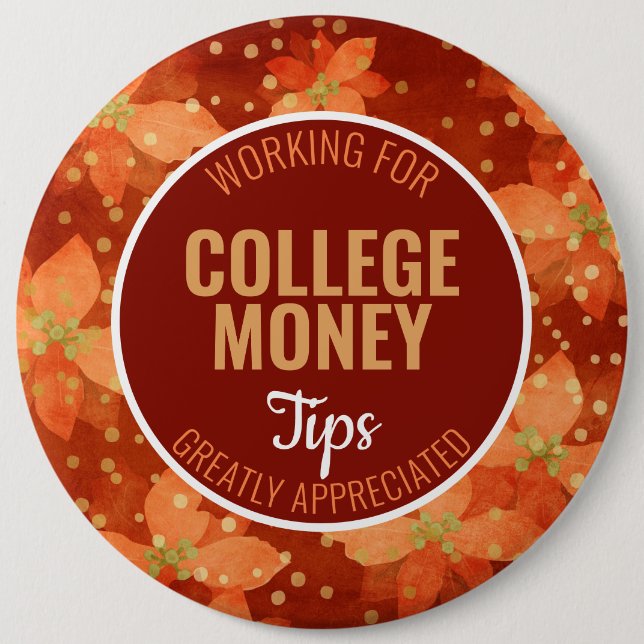 Bóton Redondo 15.24cm Red Poinsettia | Dicas Apreciadas | Dinheiro Colég (Frente)