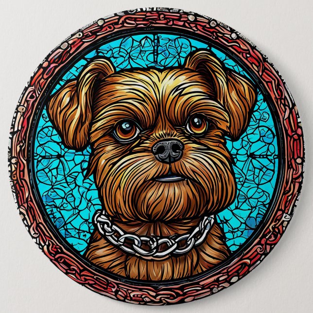 Bóton Redondo 15.24cm Retrato de cachorro fofo (Frente)