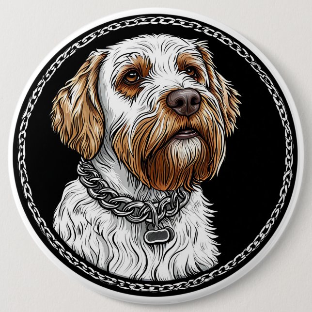 Bóton Redondo 15.24cm Retrato de cachorro fofo (Frente)