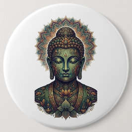 Bóton Redondo 15.24cm Retrato de Meditação Serena Sukti Budh - Antiga Ba