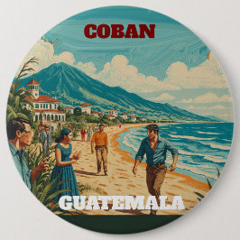 Bóton Redondo 15.24cm Rompecabezas GUATEMALA COBAN Retro poster