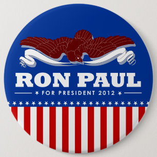 Bóton Redondo 15.24cm Ron Paul para o Presidente 2012