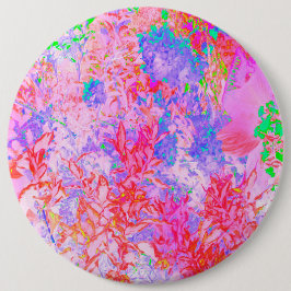 Bóton Redondo 15.24cm Rosa Pastel e Vermelho com Paisagem de Hortênsia A