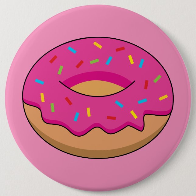 Bóton Redondo 15.24cm Rosquinha de Morango com Cartoon de Sprinkles (Frente)