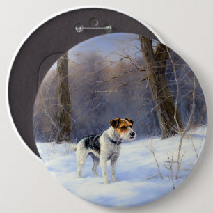 Bóton Redondo 15.24cm Russell Terrier Deixe-o nevar no Natal