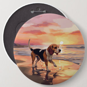 Bóton Redondo 15.24cm Sandy Paws Beagle Dog em Beach Sunset