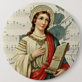 Bóton Redondo 15.24cm Santo padroeiro de St Cecilia do vintage dos