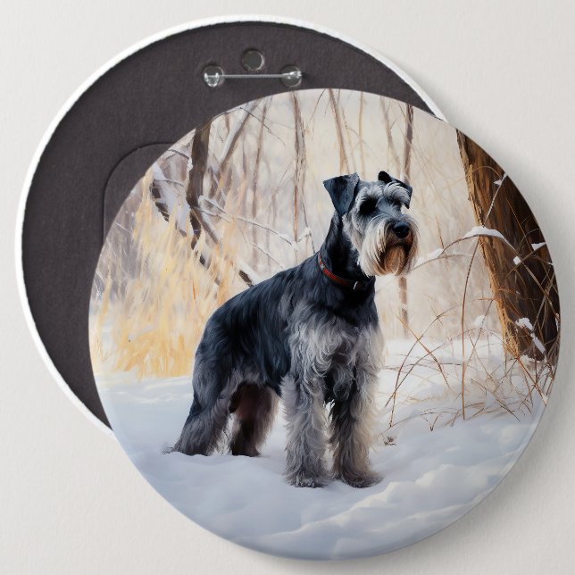 Bóton Redondo 15.24cm Schnauzer Deixe Nevar Natal (Frente & Verso)
