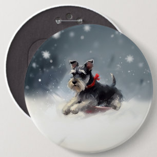 Bóton Redondo 15.24cm Schnauzer miniatura Natal neve inverno