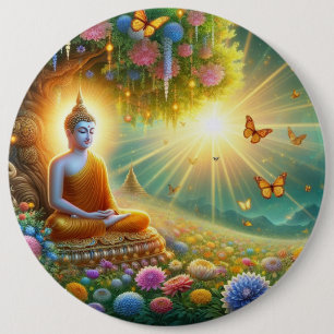 Bóton Redondo 15.24cm Serenidade iluminada: Wallpaper Lord Buddha