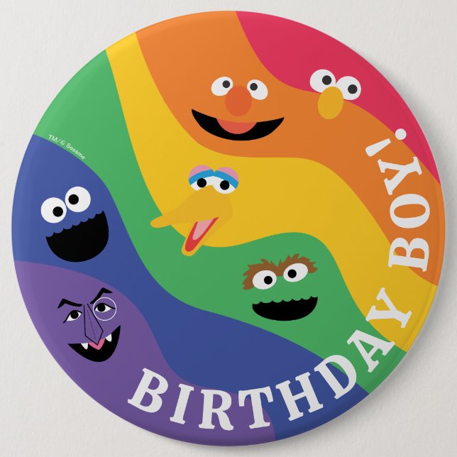 Bóton Redondo 15.24cm Sesame Street Pals Rainbow Birthday Boy (Frente)