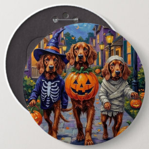 Bóton Redondo 15.24cm Setter Vermelho Irlandês em Halloween