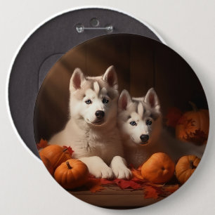 Bóton Redondo 15.24cm Siberian Husky Puppy Autumn Delight Pumpkin
