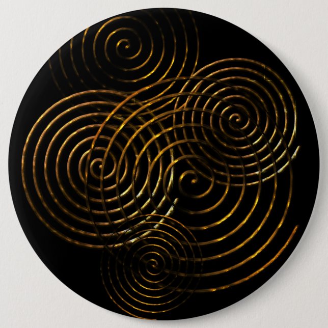 Bóton Redondo 15.24cm Símbolo espiral celta metálico dourado (Frente)