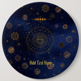 Bóton Redondo 15.24cm Símbolos mágicos da proteção Mandala Pagan Witch