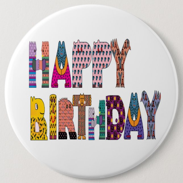 BÓTON REDONDO 15.24CM SINAL "FELIZ ANIVERSÁRIO" (Frente)