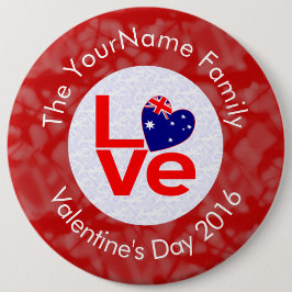 Bóton Redondo 15.24cm Sinalizador australiano Red Letters LOVE Flag Pers