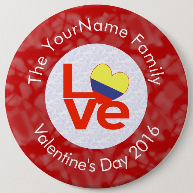 Bóton Redondo 15.24cm Sinalizador Colombiano Red LOVE Personalizado (Frente)