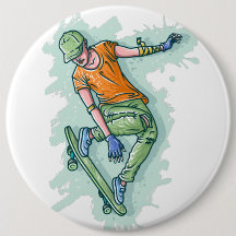 Skater Voador Colorido, Ilustração Engraçada