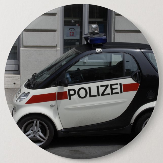 Bóton Redondo 15.24cm Smart Polizei Auto (Frente)