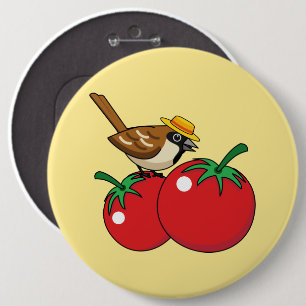 Bóton Redondo 15.24cm Sobreposição Orgânica Comendo Tomate Vermelho