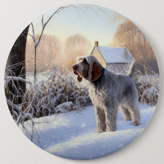 Bóton Redondo 15.24cm Spinone Italiano Deixe Nevar Natal (Frente)
