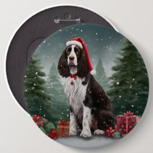 Bóton Redondo 15.24cm Springer Spaniel Dog no Natal da Neve